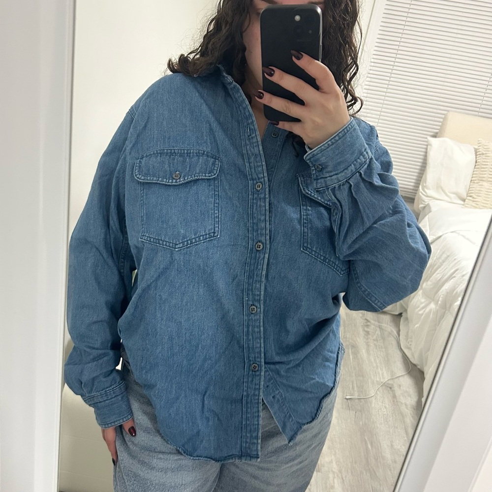 Calvin Klein Medium Blue Denim Button-Down Shirt